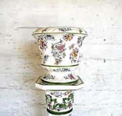 Colossal Flowers Pedestal in Hand-Painted Porcelain, Capodimonte, Italy
