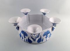 Bjorn Wiinblad, the Blue House, Unique Art Pottery Candlestick, Signed, 1973