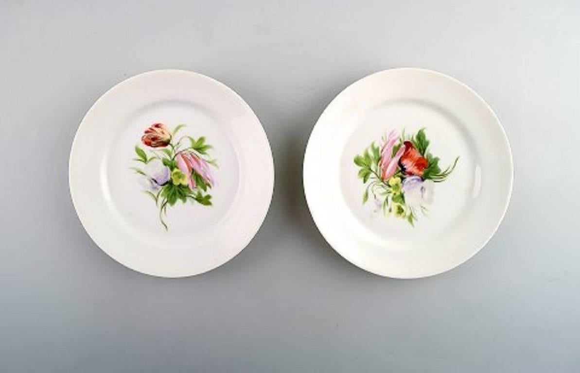 Victorian Seven Antique B&G Bing & Grondahl Plates Decorated with Flowers, circa 1870 For Sale