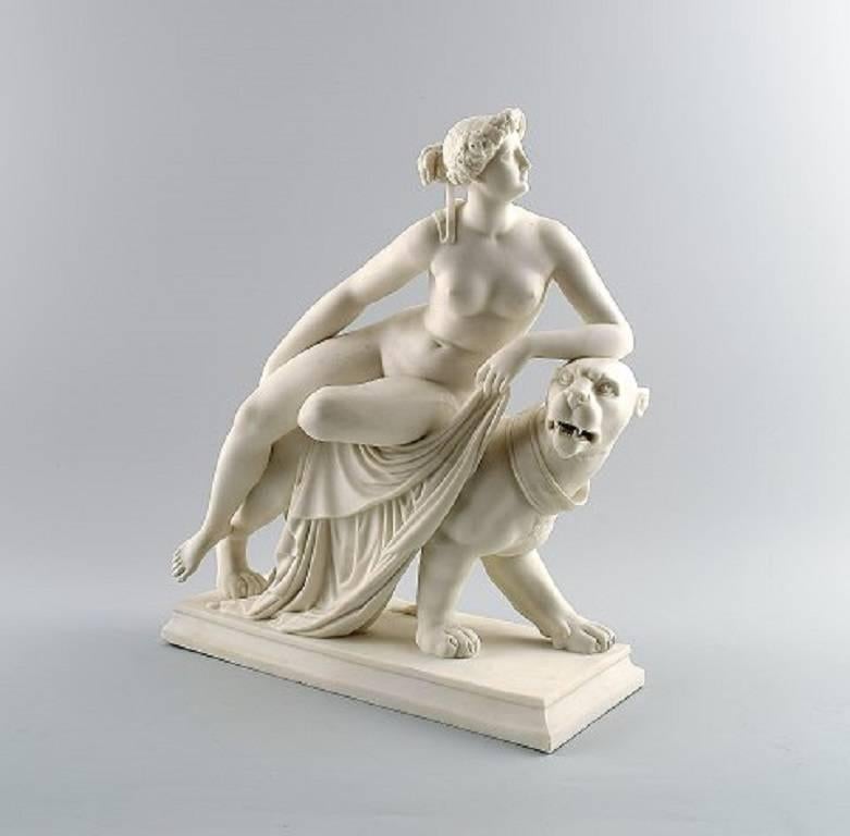 Classical sculpture, Ariadne on panther, biscuit on base, Gustavsberg, late 19th century.

Measures: 31 cm. x 28 cm.

In perfect condition.

Marked.