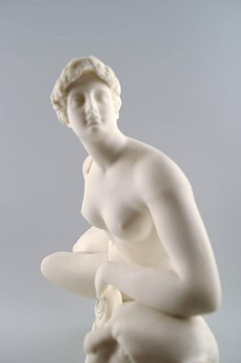 19th Century Classical Sculpture, Ariadne on Panther, Biscuit on Base, Gustavsberg