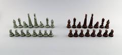 Sven Wejsfelt for Gustavsberg, Complete Set of Chess Pieces in Ceramics