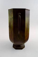 Jacob Ängman for GAB, Sweden, Guldsmedsaktiebolaget Art Deco Vase, Bronze