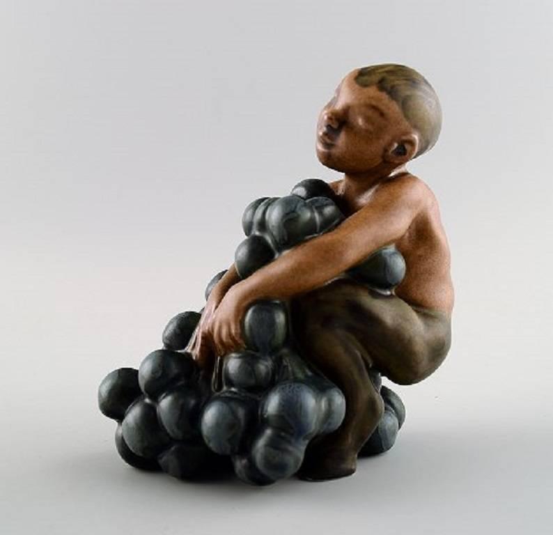 Art Deco Bing & Grondahl Stoneware Figurine of Small Bacchus by Kai Nielsen