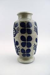 Göran Andersson, Upsala-Ekeby Ceramic Vase, Dark Blue Decoration on Gray Base