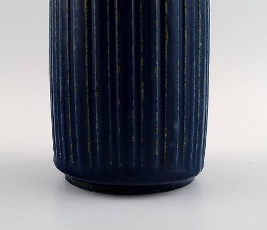 Arne Bang Pottery Vase, Fluted Design, Marked AB In Excellent Condition In Copenhagen, DK