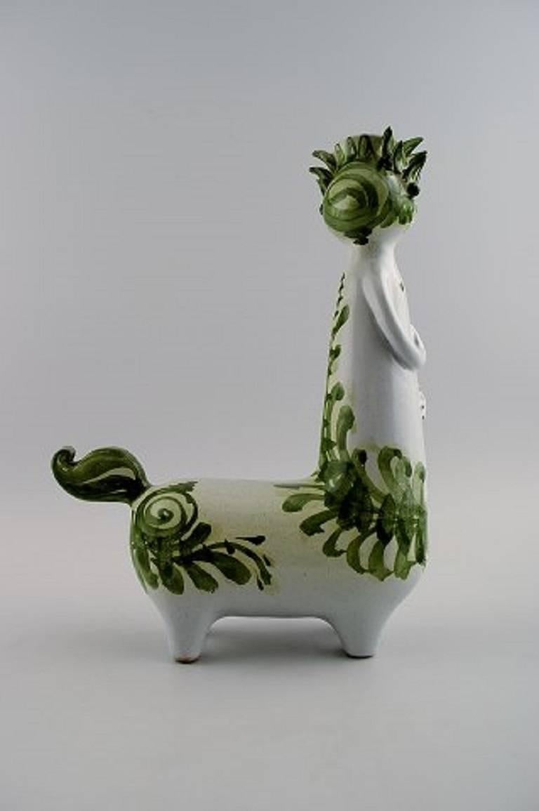 Danish Unique and Rare Bjorn Wiinblad Candlestick from the Blue House, Green Glaze, Da