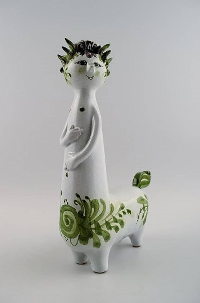Unique and rare Bjorn Wiinblad candlestick from the Blue House.

Green glaze.

Dated 69 (1969). Model L 2.

In perfect condition.

Measures: 29 x 21 cm.