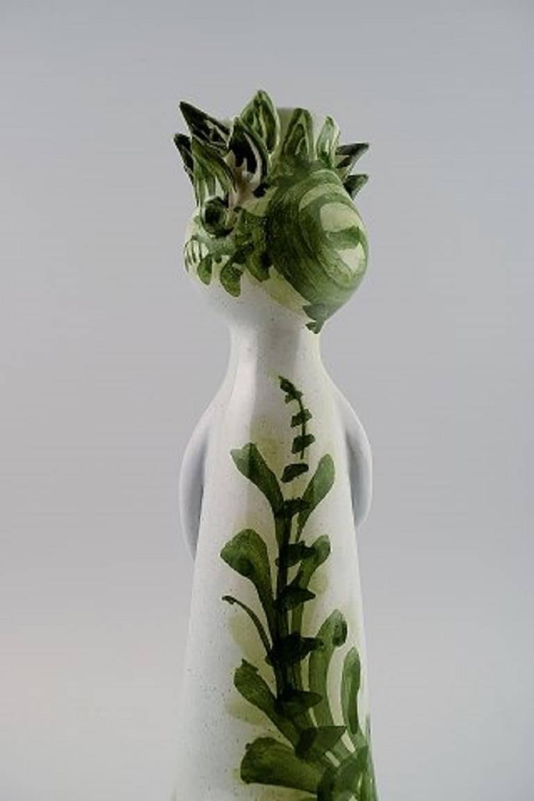 Mid-20th Century Unique and Rare Bjorn Wiinblad Candlestick from the Blue House, Green Glaze, Da