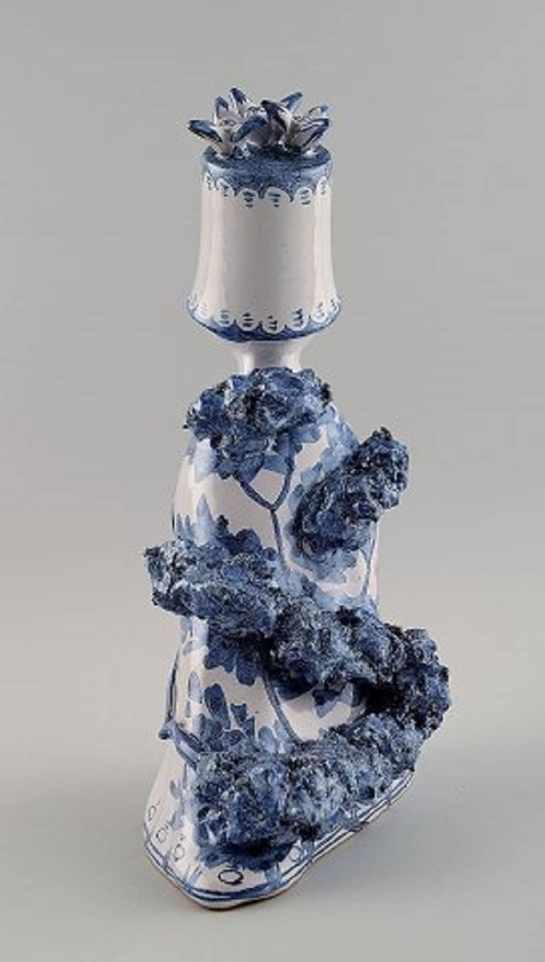 Scandinavian Modern Bjorn Wiinblad Unique Ceramics Figure, Aunt, 1970, The Blue House