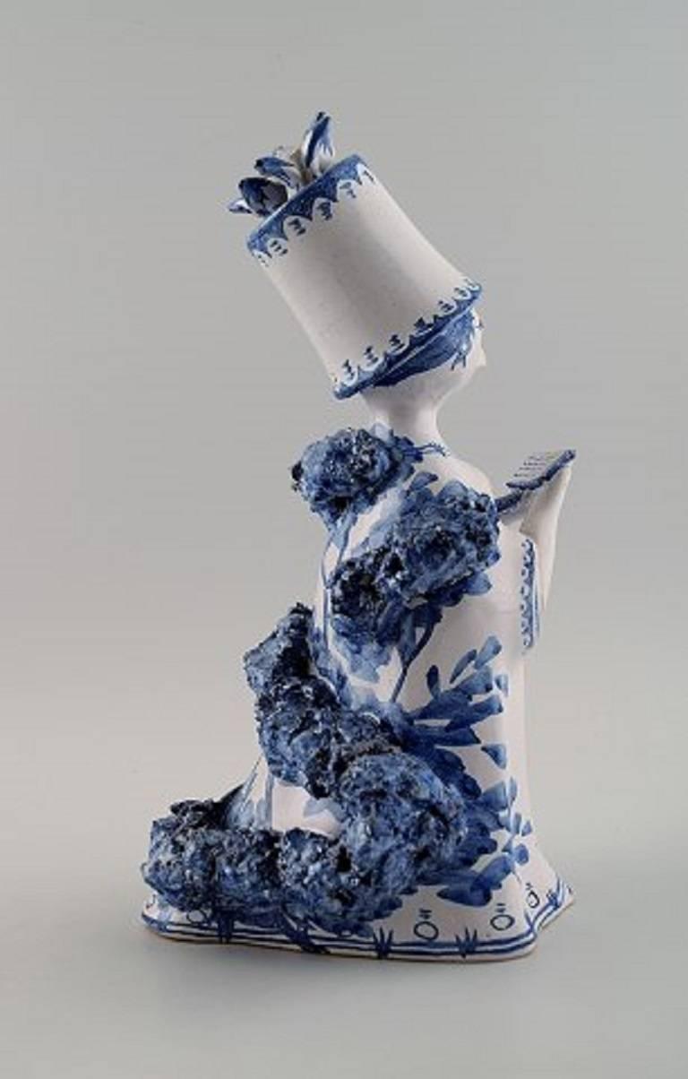 Danish Bjorn Wiinblad Unique Ceramics Figure, Aunt, 1970, The Blue House