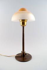 Fog & Mørup, Pair of Fried Eggs Table Lamps, Brass Frames with Glass Shades D