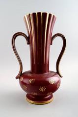 Collection of 'Red Rubin' Pottery with Red Glaze with Gold, Upsala-Ekeby, Gefle