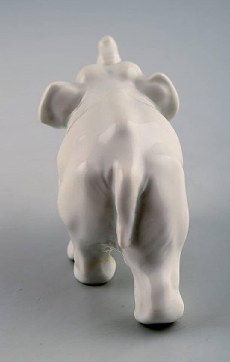 Early 20th Century Very Rare Royal Copenhagen Porcelain Figurine, Model Nr 2022, White Elephant
