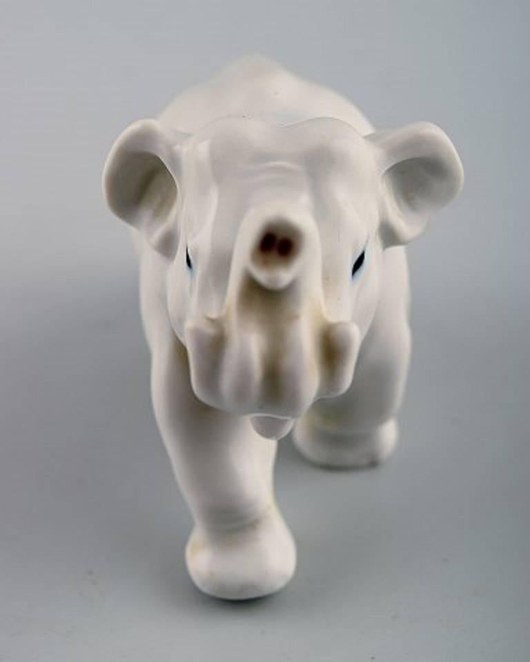 Danish Very Rare Royal Copenhagen Porcelain Figurine, Model Nr 2022, White Elephant