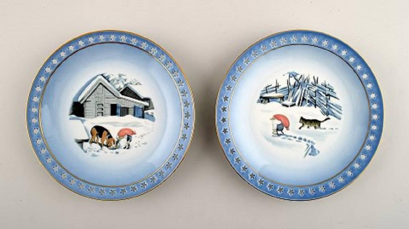 Danish Bing & Grondahl Six Cake Plates/Dessert Plates, Christmas Service H. Wiberg