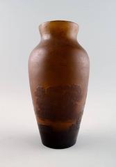 Vaso in vetro Art Decor di Emile Gallé, Francia, 1900 circa, decorato con alberi