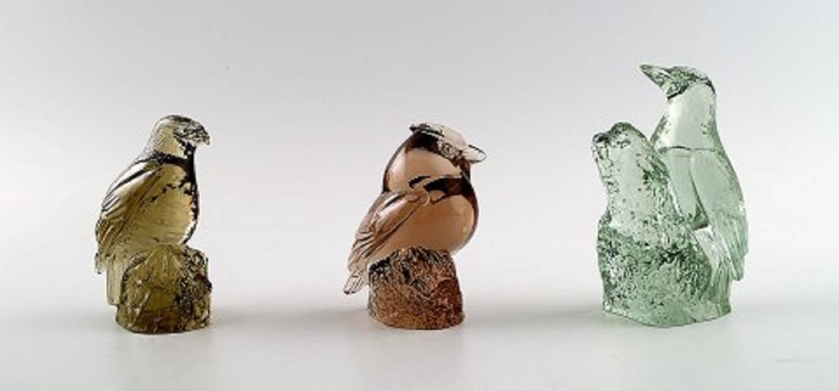Swedish Paul Hoff for Svenskt Glass, Ten Birds in Art Glass