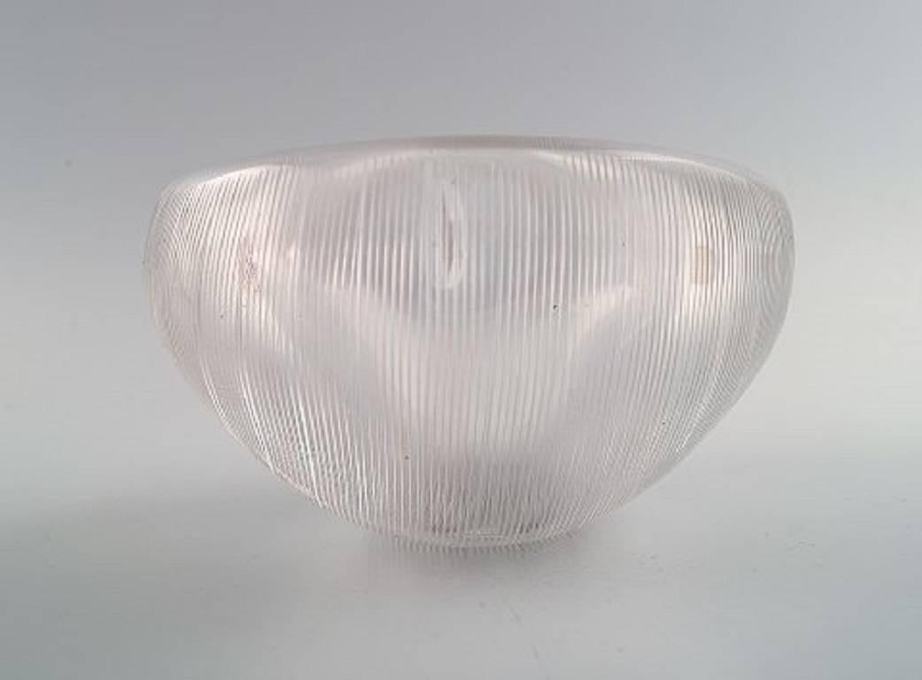 Finnish Tapio Wirkkala for Iittala, Clear Glass Bowl with Engraved Decoration