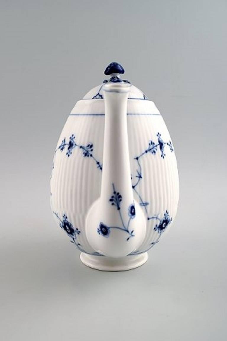 Danish Royal Copenhagen Blue Fluted Plain, Rare Coffee or Chocolate Pot. No. 375