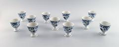 11 Royal Copenhagen Blue Fluted Half Lace Egg Cups, Produced 1894-1928