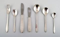 Rey Urban for Aage Fausing, Complete Set of Dinner Service, Sterling Silver