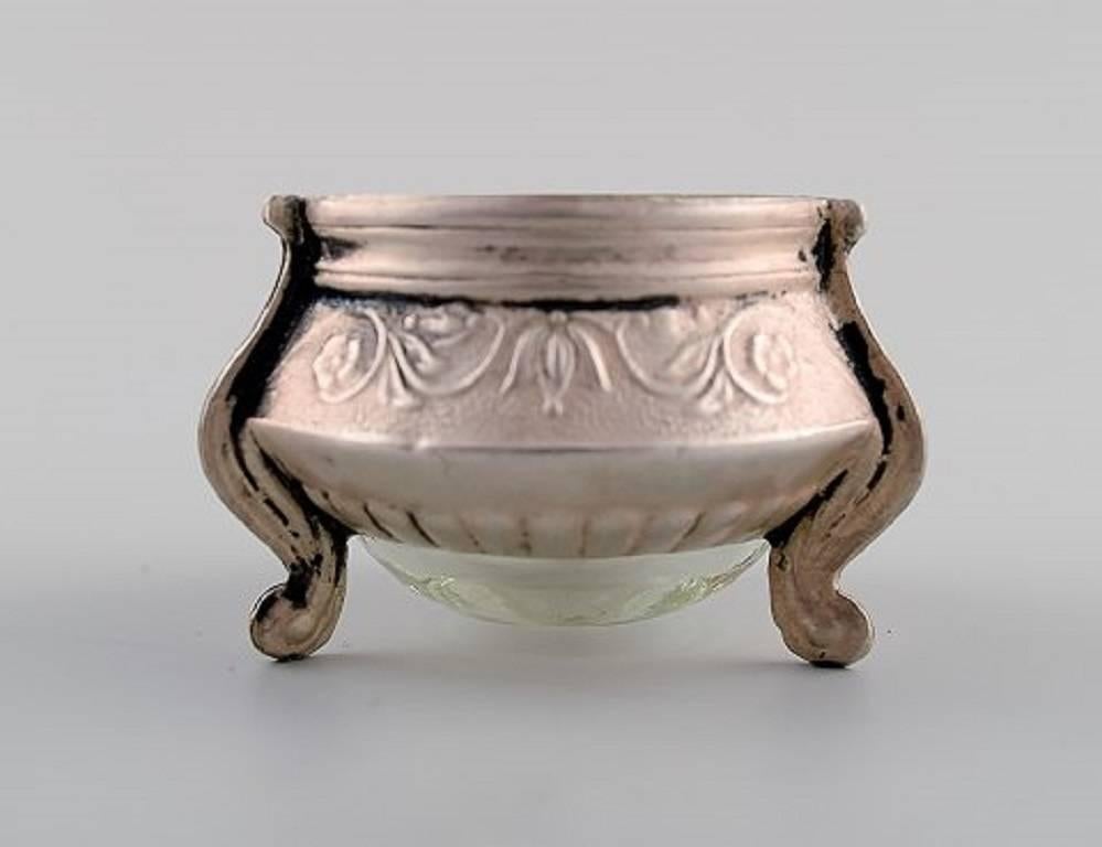 Arts and Crafts Three Russian Salt Cellar with Glass Insert, circa 1900 For Sale