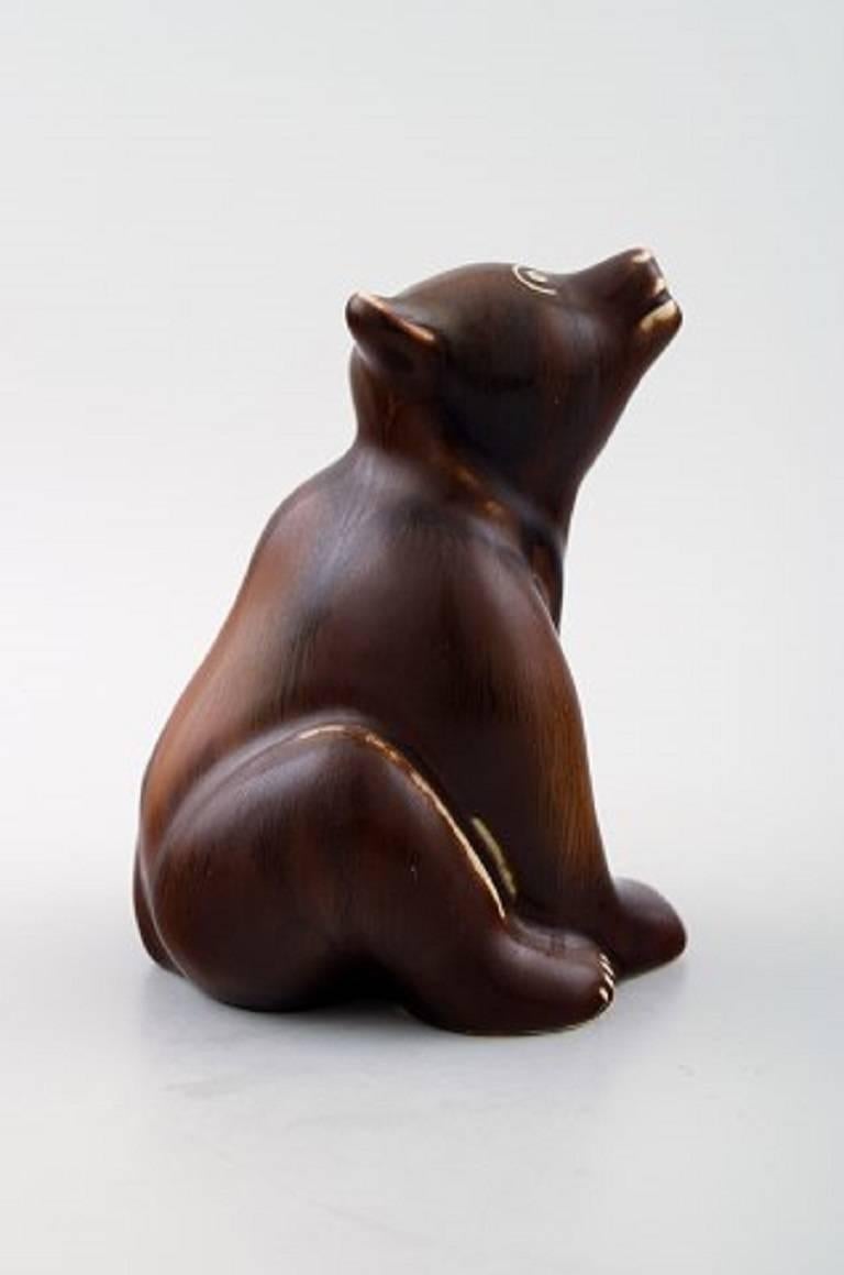 Swedish Rare Rörstrand Stoneware Figure by Gunnar Nylund, Bear, Mid-20th Century