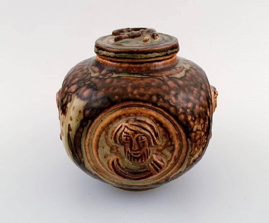 Danish Royal Copenhagen Jais Nielsen Lidded Vase in Stoneware, Sung Glaze