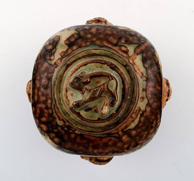 Royal Copenhagen Jais Nielsen Lidded Vase in Stoneware, Sung Glaze 1