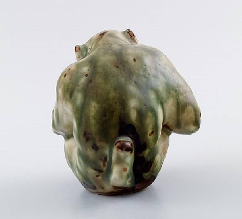 Art Deco Knud Kyhn for Royal Copenhagen, Stoneware Figure, Monkey, Light Glaze