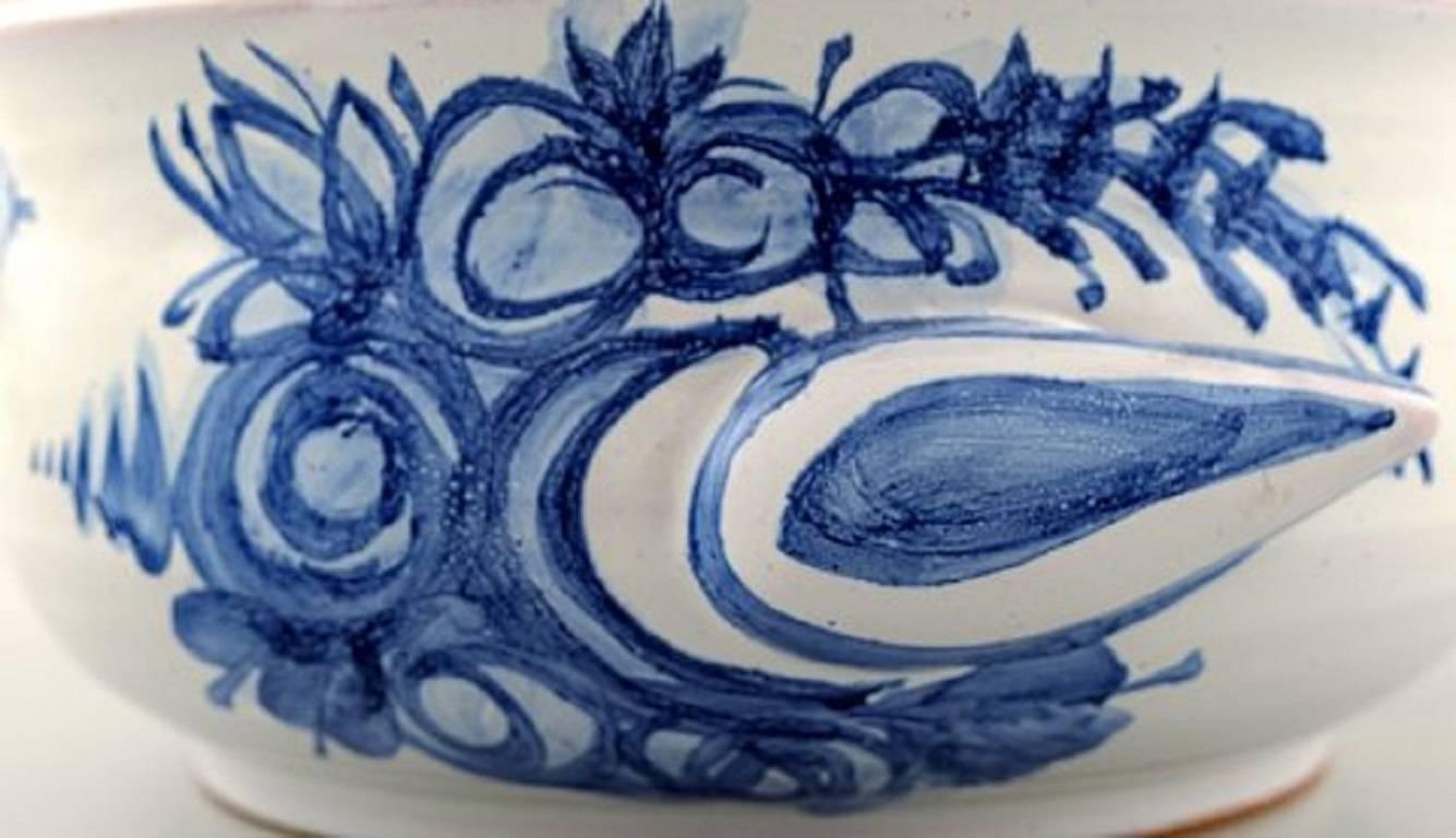 Bjorn Wiinblad Unique Ceramic Flower Pot, Blue Glaze In Excellent Condition In Copenhagen, DK