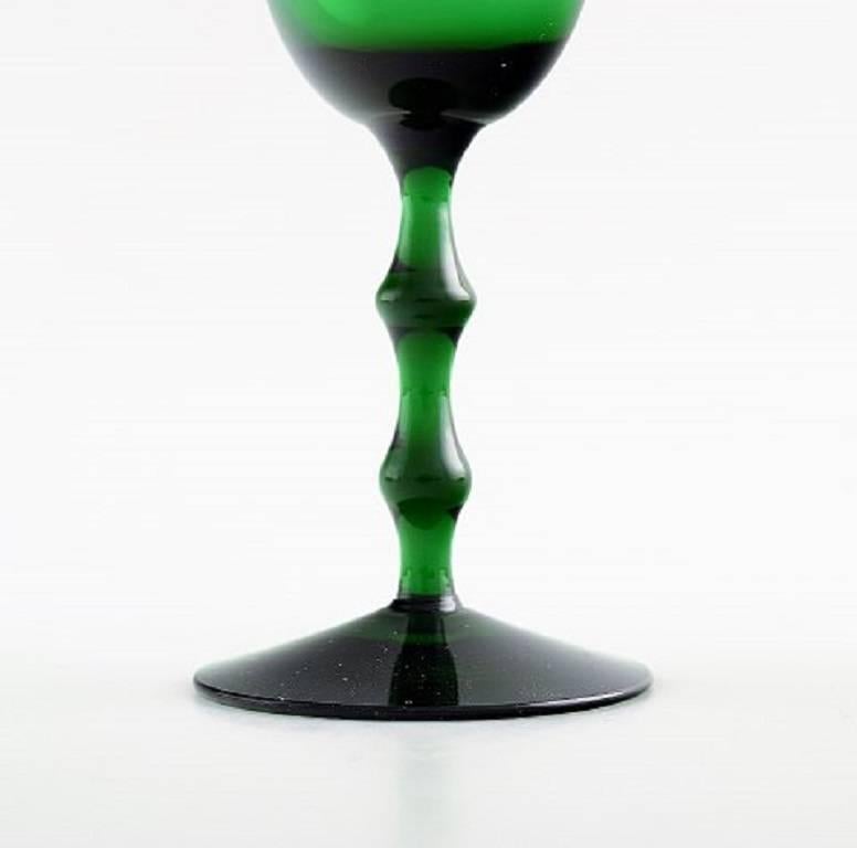 Simon Gate Orrefors, a Set of Six Green Champagne Art Glasses In Excellent Condition In Copenhagen, DK