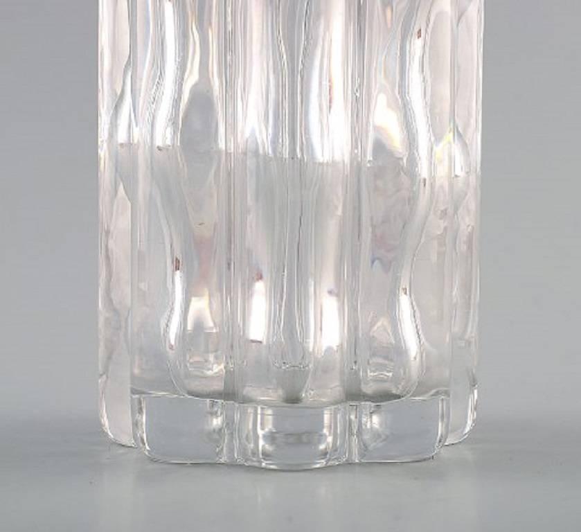 Scandinavian Modern Pair of Orrefors Art Glass Vases, Signed, Sweden, Mid-20 Century For Sale