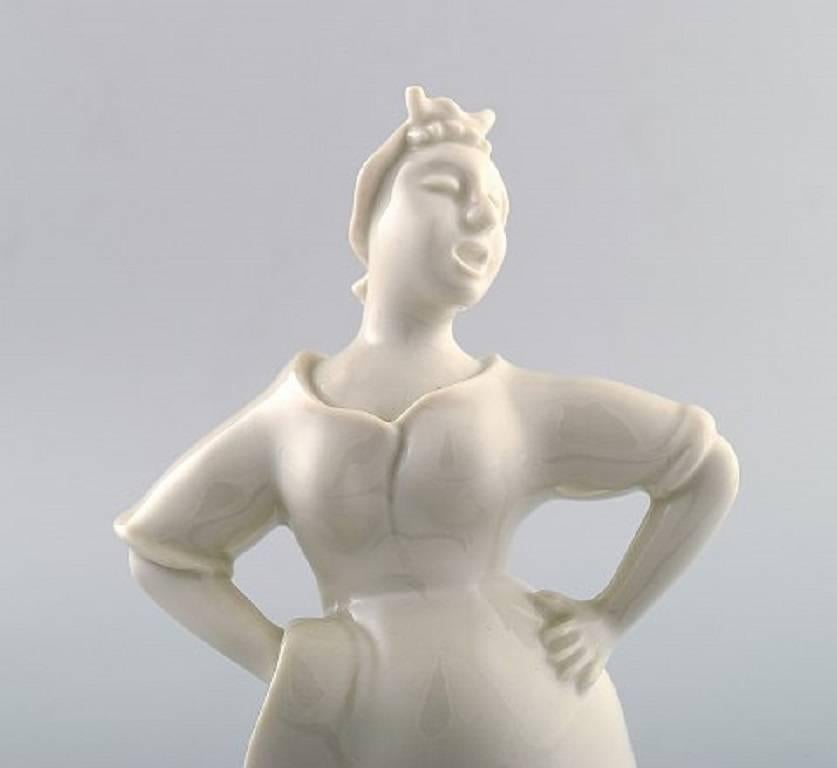 Danish Bode Willumsen Blanc de Chine Figurine, Royal Copenhagen Fisherwoman