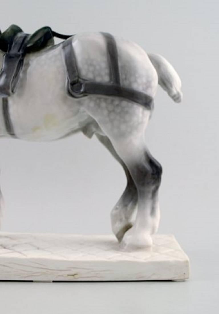20th Century Percheron Horse / French Workhorse in Harness, Royal Copenhagen Figurine