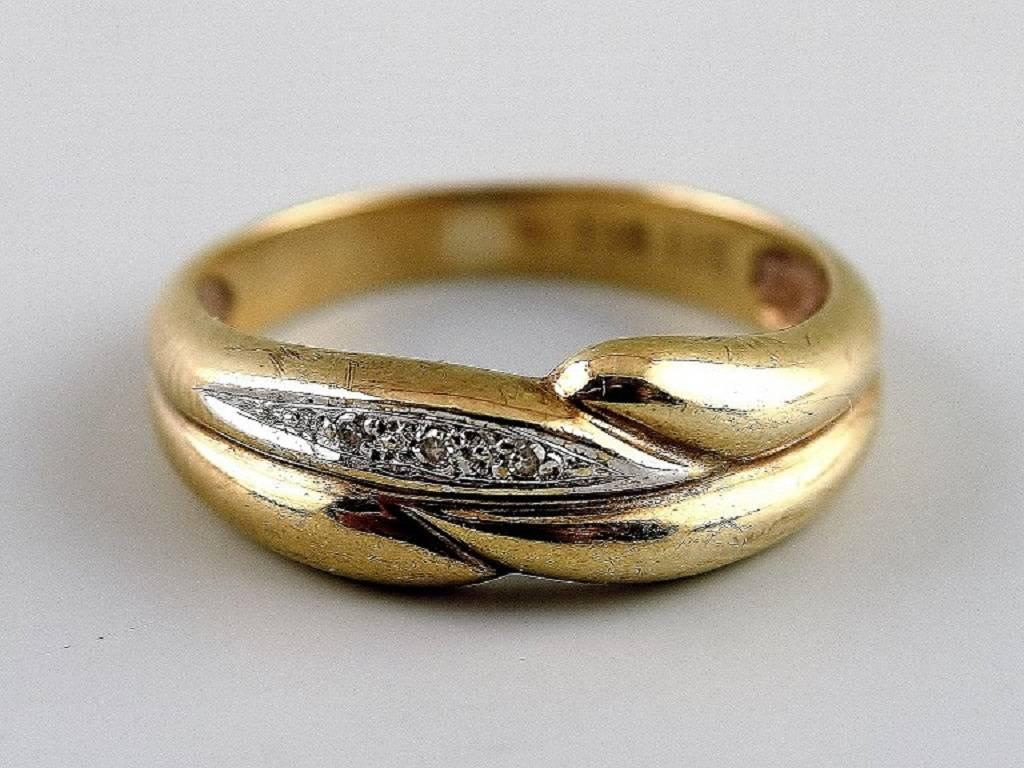 Gold Ring 8-Karat with Small Stones, Eternity Ring, 1930s-1940s