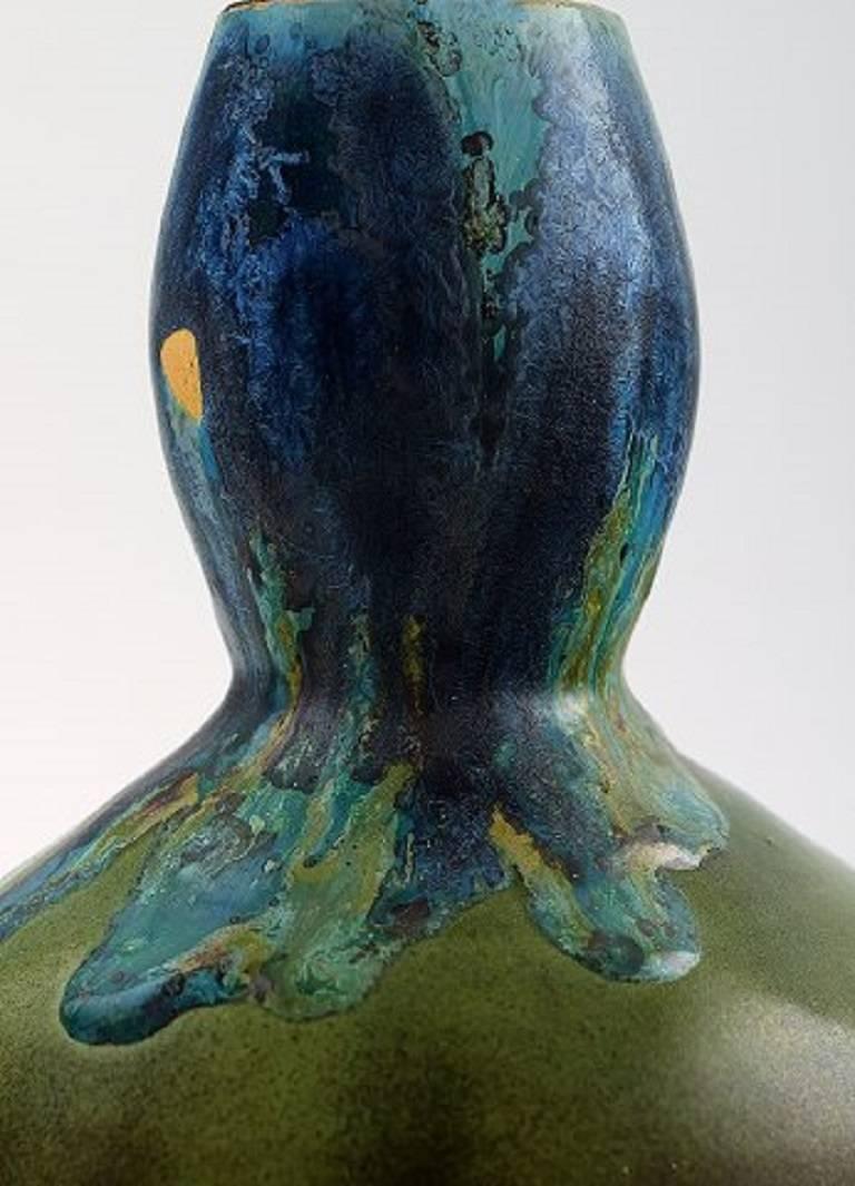 Mid-20th Century L. Cagnat, French, Ceramist, S. Art Deco Gourd-Shaped Ceramic Vase, 1930-1940 For Sale