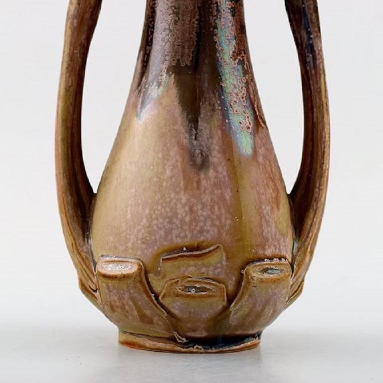 French Art Nouveau Ceramic Vase, Denbac Produced in Vierzon In Excellent Condition For Sale In Copenhagen, DK