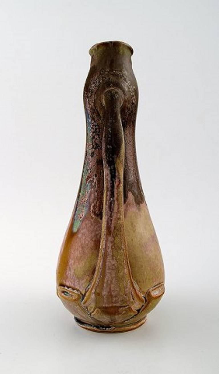 Early 20th Century French Art Nouveau Ceramic Vase, Denbac Produced in Vierzon For Sale