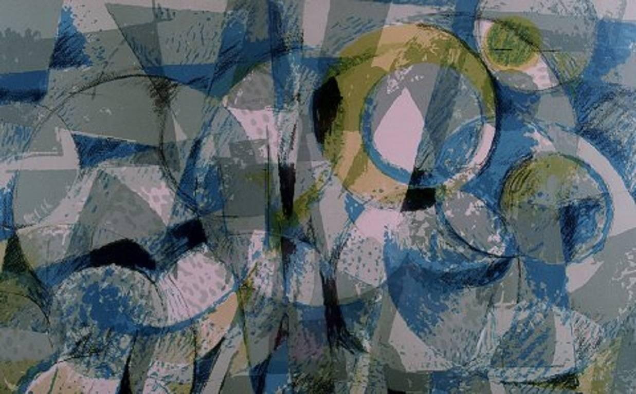 Late 20th Century Helge Ernst, Danish Artist, Composition, Lithography, 1971