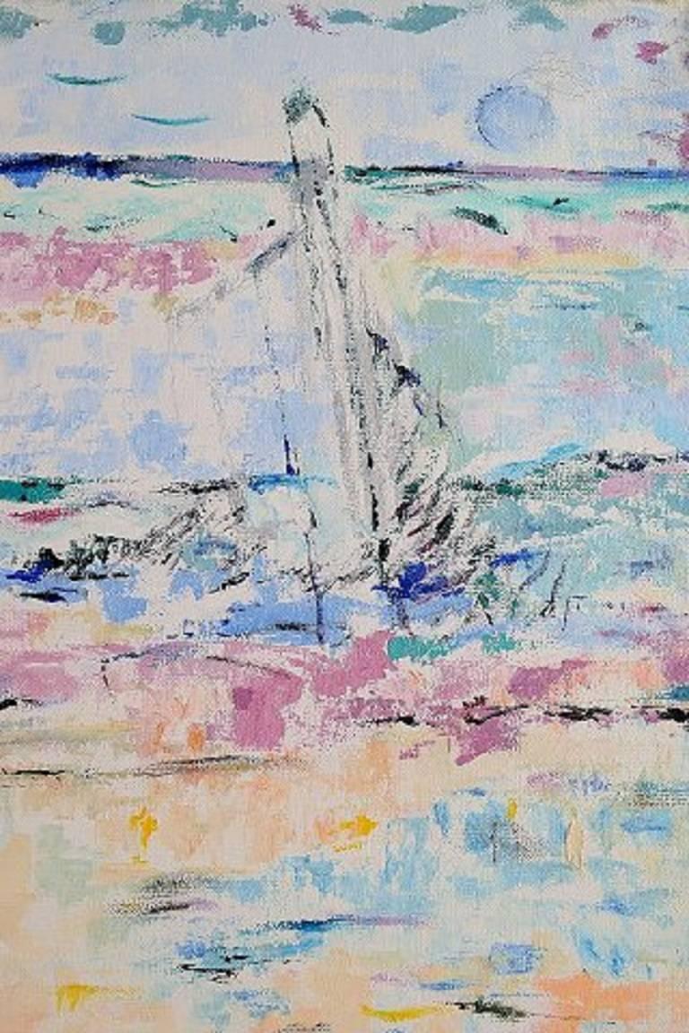 Ray Letellier, artiste français né en 1921 à Paris.

Voilier en mer. Huile sur toile.

Signé.

Mesures : 54 x 46 cm.

En parfait état.
