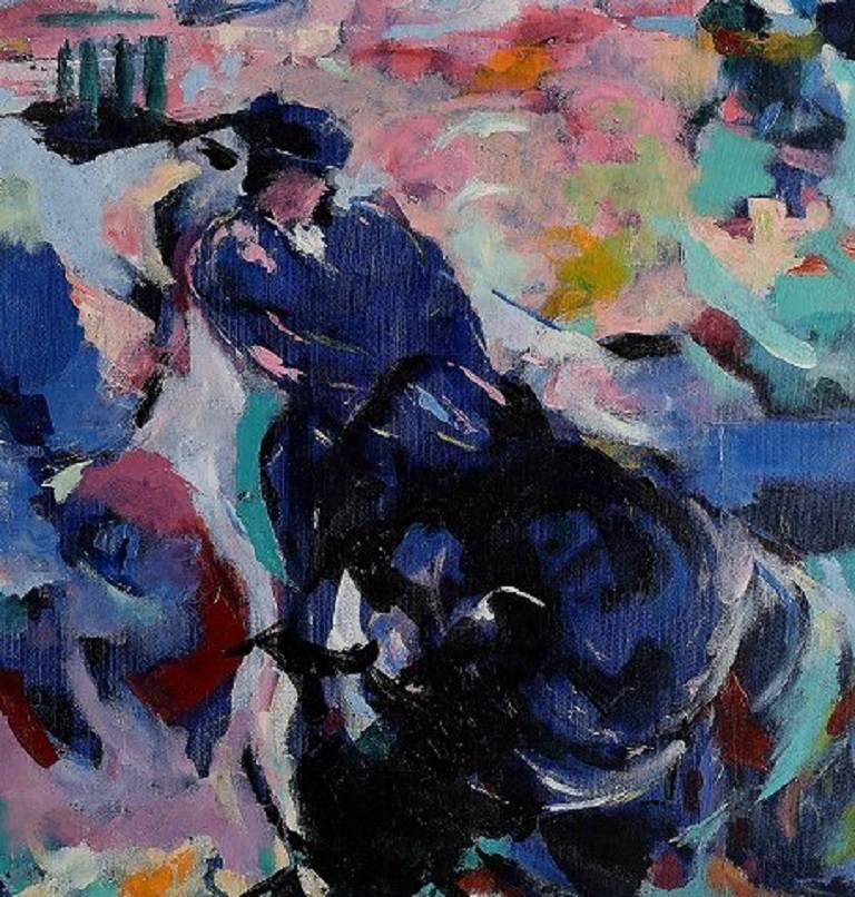 Ray Letellier, French artist born in 1921 in Paris.

Bullfighting. Oil on canvas.

Signed.

Measures: 54 x 46 cm.

In perfect condition.