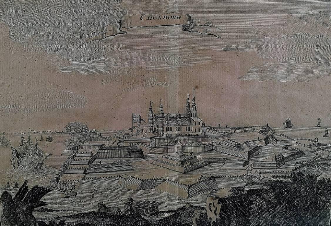 Danish 18th-19th Century Engraving, Kronborg Castle, Denmark