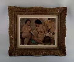 Ivan Thiele, Russian Artist, Academy Study of Naked Women, Oil on Canvas
