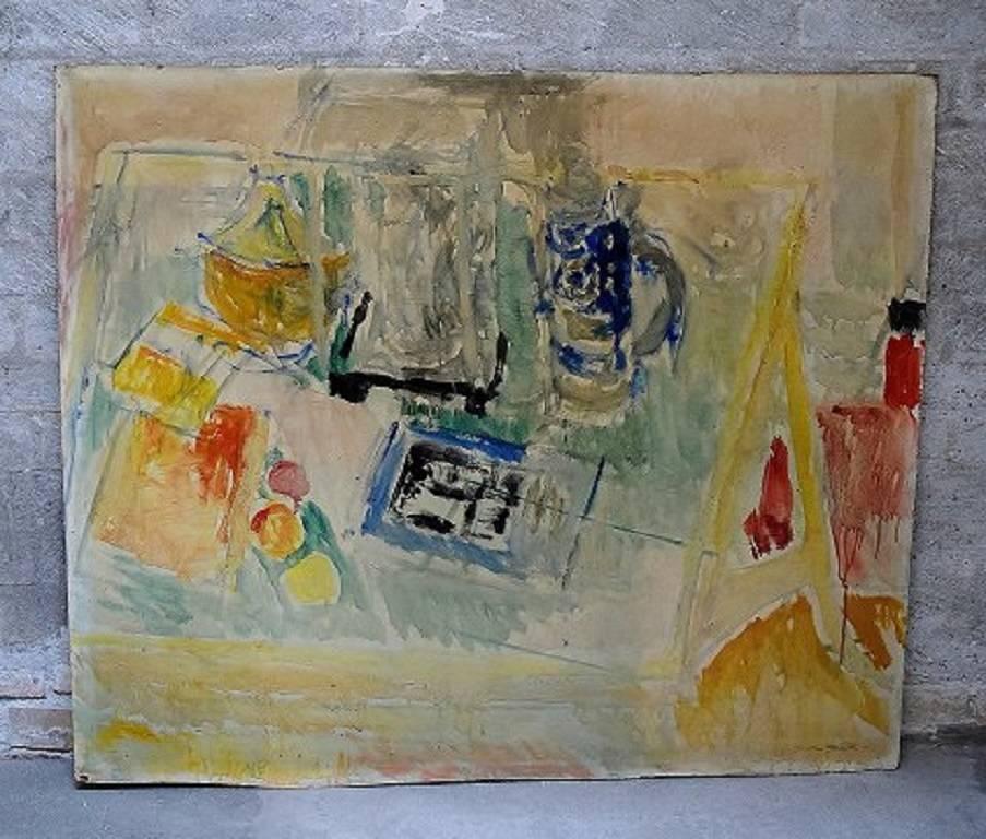 Georg Glud, still life, oil on panel.

Listed Danish artist.

In very good condition.

Signed, dated 59.

Measures: 96 x 81 cm.