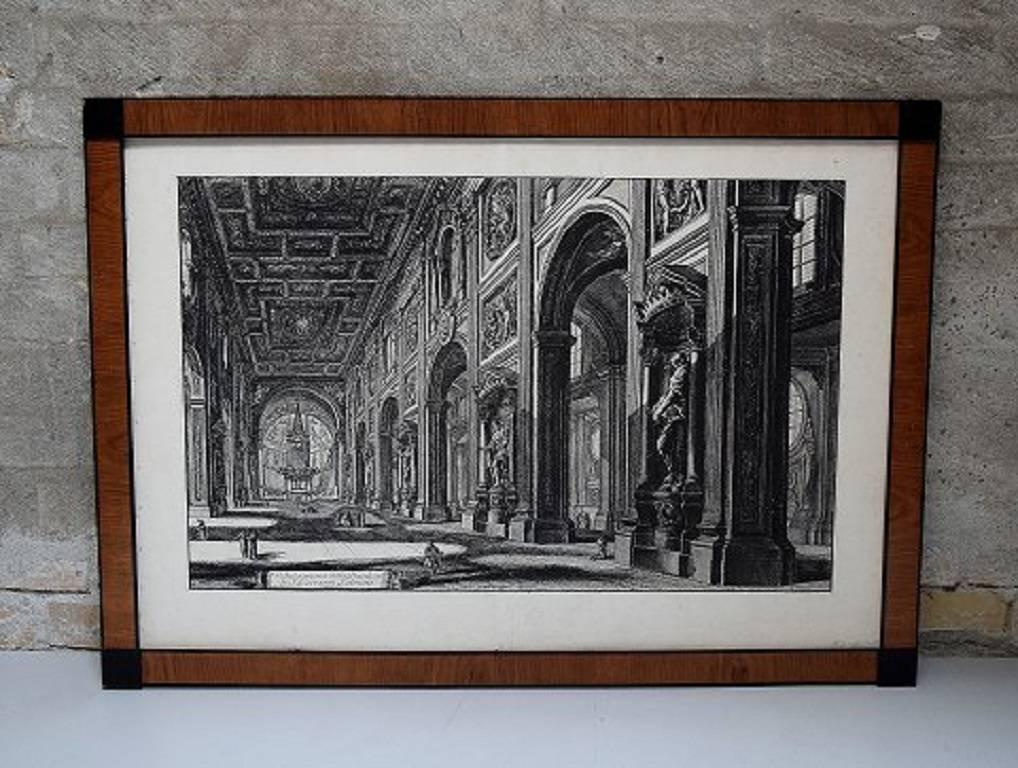 Piranesi. Engraving, Veduta Interna della Basilica di S. Giovanni Laterano.

Measures (interior diameters) 67 x 43 cm. 

The frame measures 3.5 cm,

19th-20th century.

In perfect condition.