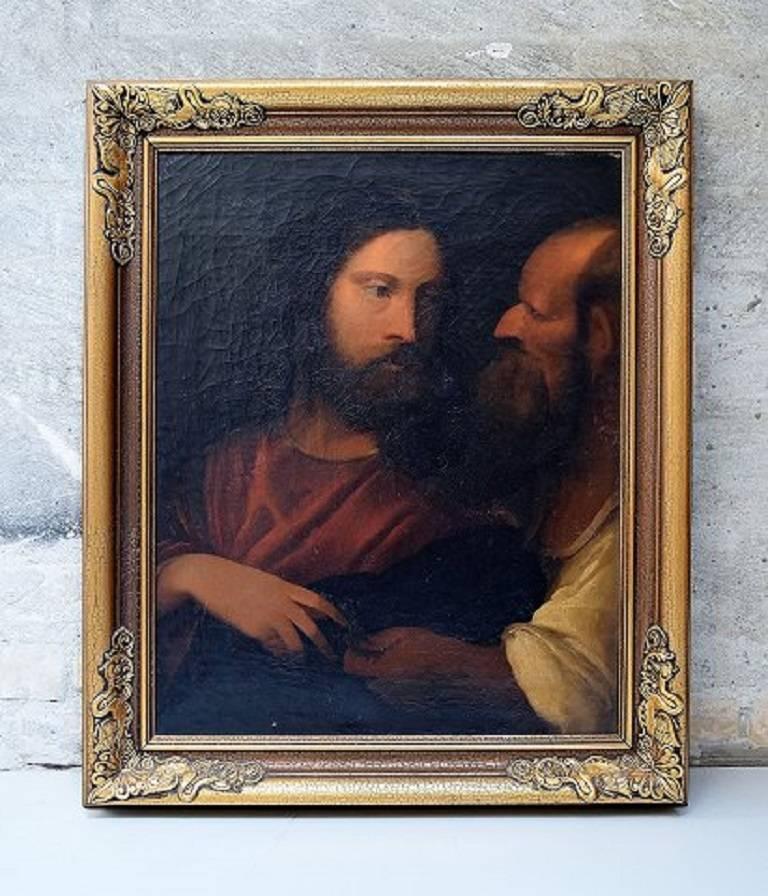 Unknown artist, 19th century oil on canvas. Unsigned.

Biblical motif with Christ after Titian.

In very good condition.

Measures 51 x 41 cm. The frame measures 7 cm.