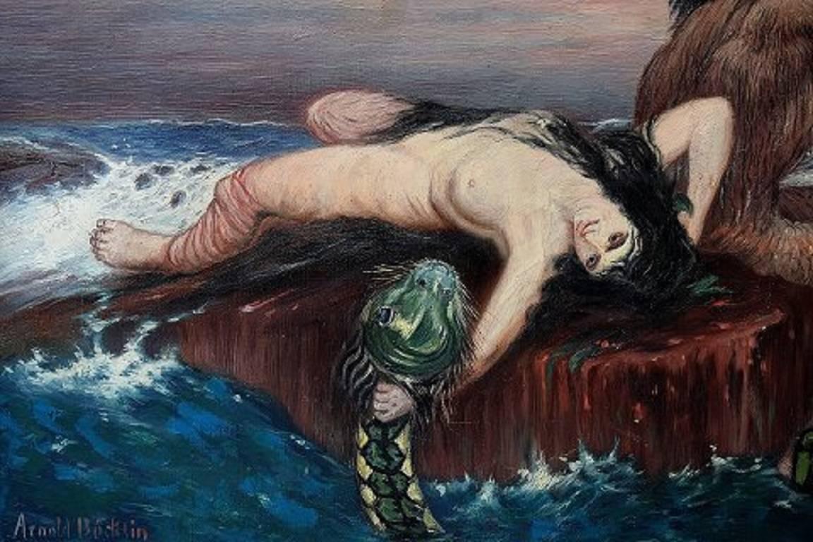 European Unknown Artist, after Böcklin, Mythological Scene with Merman, circa 1930s