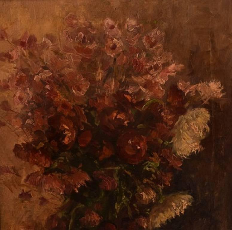 Flowers in a Vase, Oil on Canvas, Unknown French Artist, circa 1900 In Good Condition In Copenhagen, DK